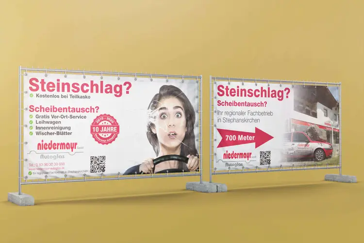 Niedermayr Autoglas Bauzaunbanner
